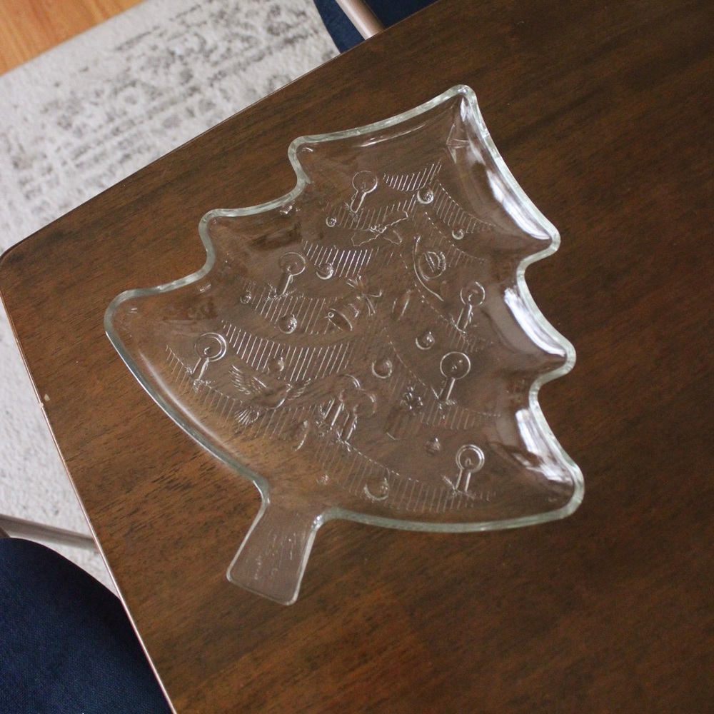 Christmas Tree Clear Glass Platter